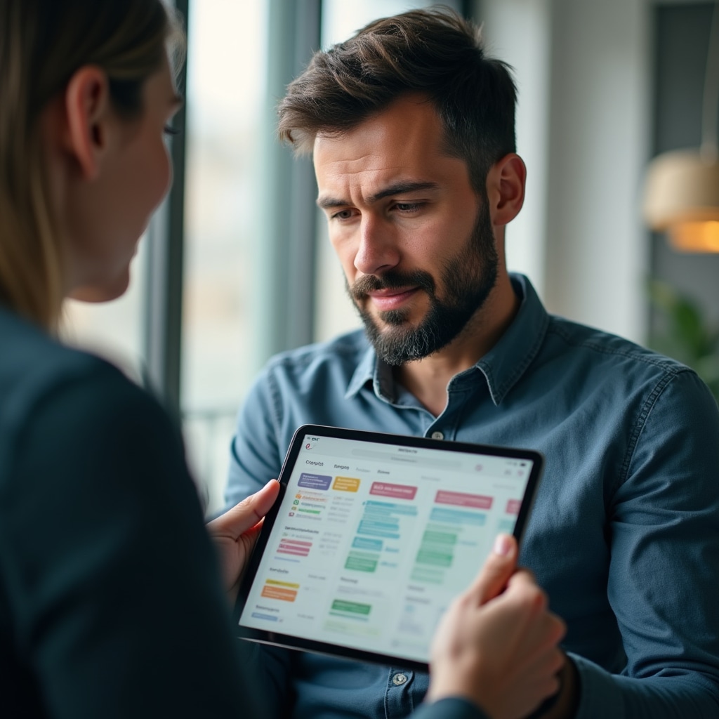 Nahaufnahme digitaler Planung auf Tablet