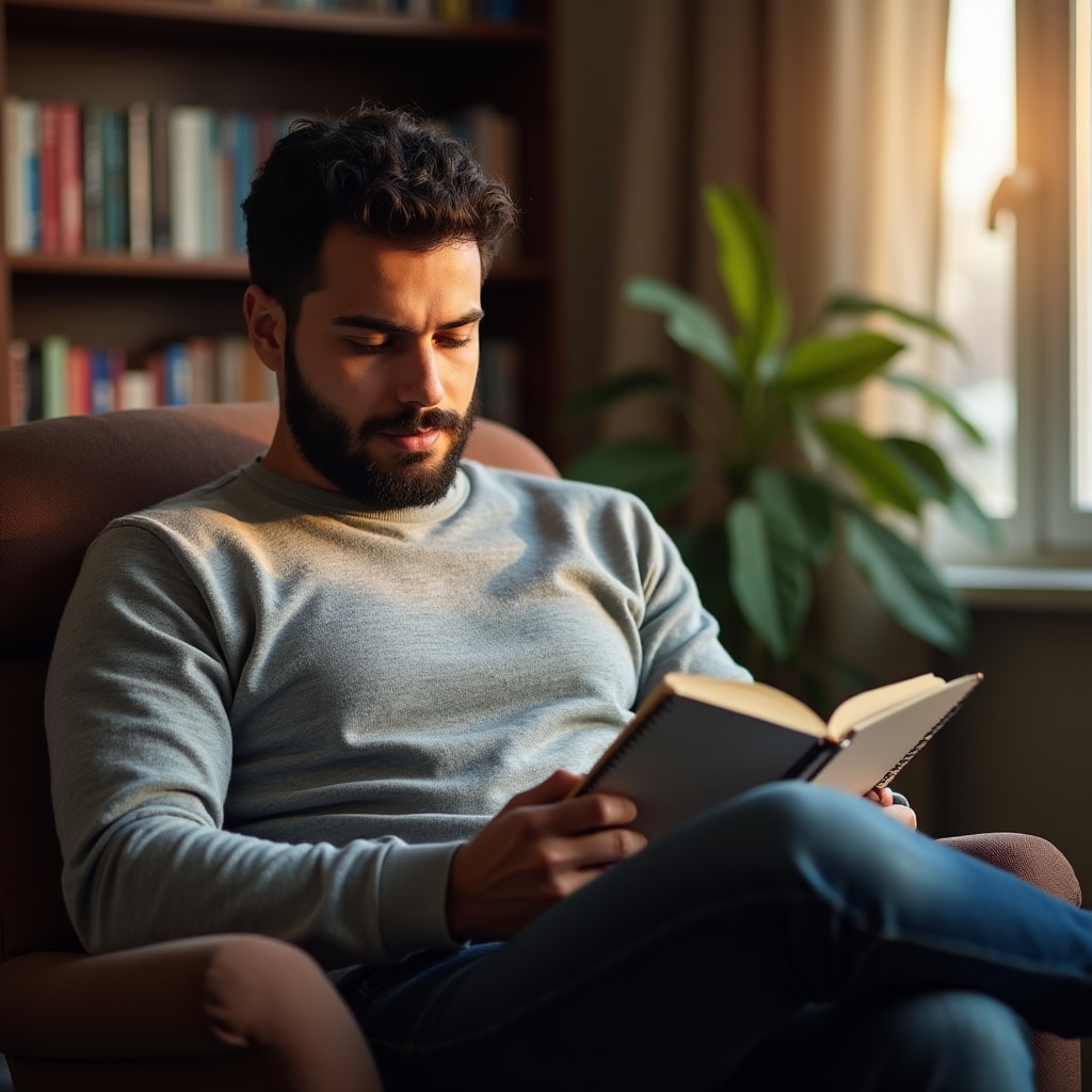 Freiberufler liest Notizen und plant den Arbeitsalltag