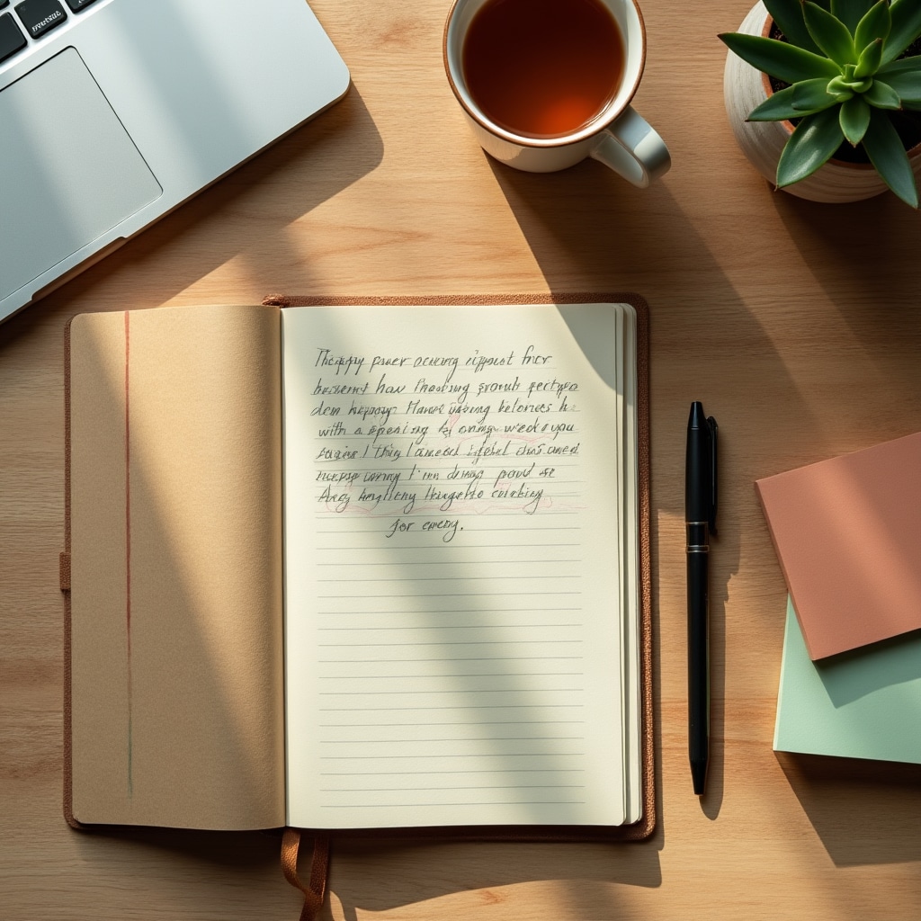 Übersichtlich organisierter Arbeitsbereich mit digitalen Notizen